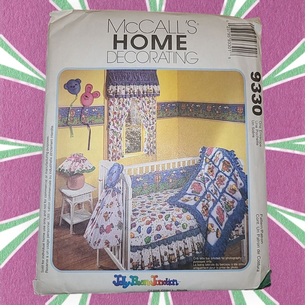McCall's 9330 Jelly Bean Junction Baby Crib Set & Decor Vintage Pattern UNCUT‎